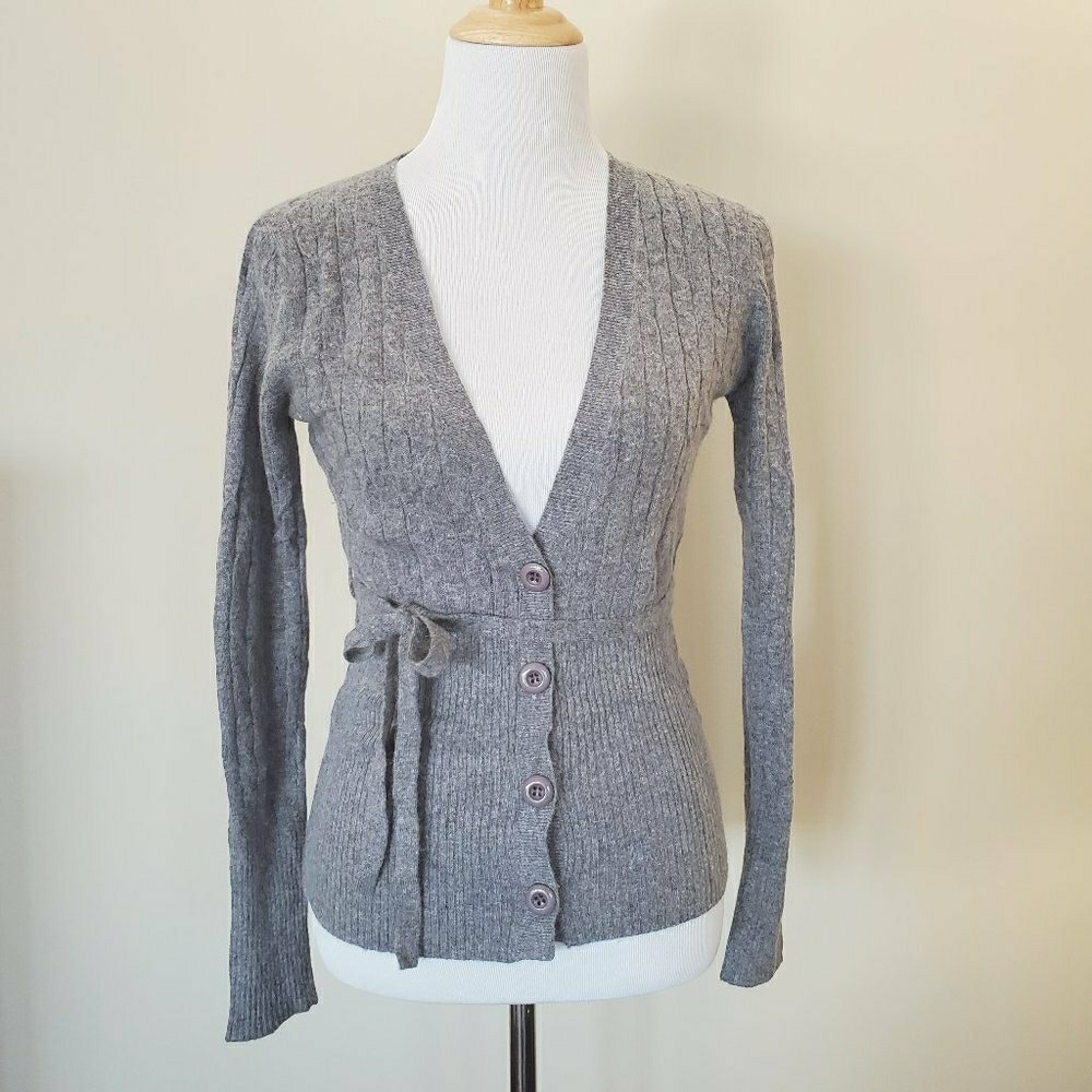 BCBG Maxazria Medium Angora Wool Belt Cardigan